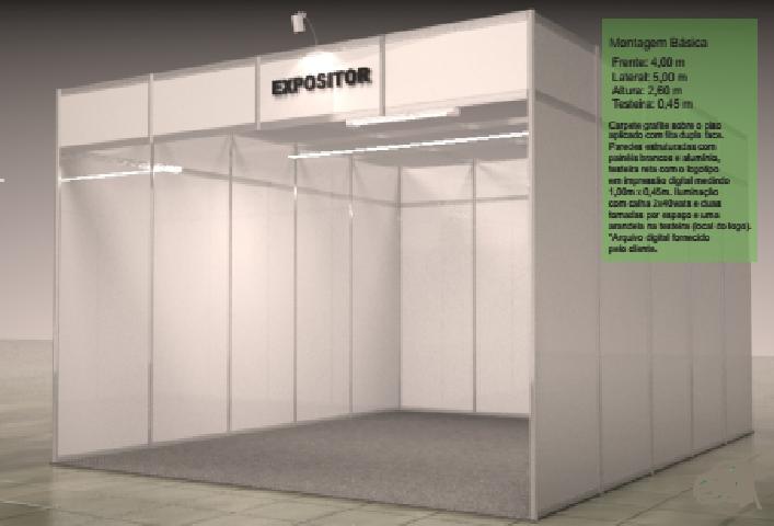 Identificação visual em vinil recortado e aplicado, nas dimensões de 1,00 x 0,50 m, na cor preta e fonte Arial: 01 unidade por stand, conforme projeto.