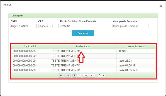 Uma listagem que corresponde com sua pesquisa irá surgir,