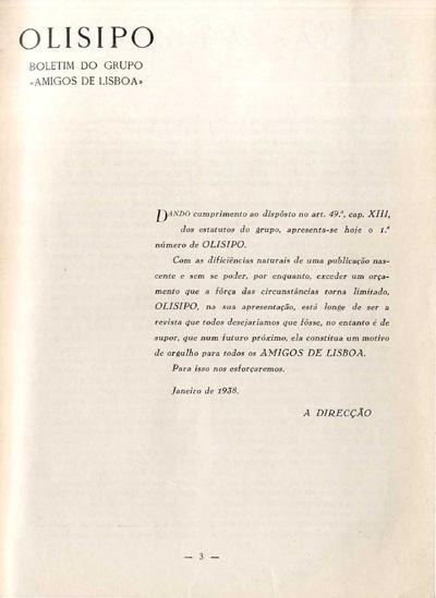 ÁTRIO 1. Olisipo: Boletim do Grupo Amigos de Lisboa, n.º 1 (janeiro de 1938).