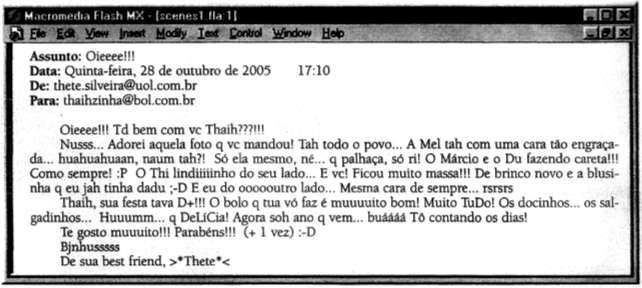 Desafio de Língua Portuguesa 5 ano EF 4D 2015 3/ 6 6. Leia este e-mail: No e-mail, além do vocativo e da assinatura do remetente, há o assunto e a despedida. A assinatura é facultativa.