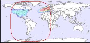 Mapa de EIRP Satélite INTELSAT 9 ATLÂNTICO Banda C 3,7 a 4,2 GHz e Ku 11 GHz Feixe