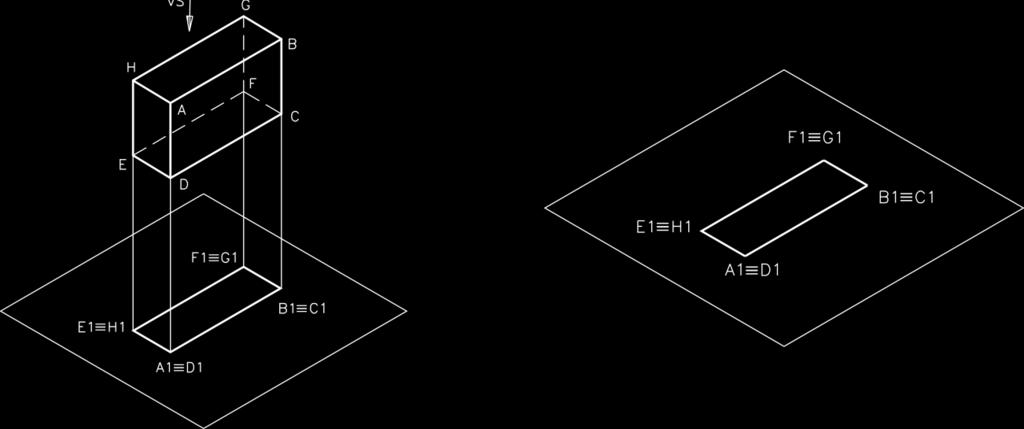 A vista frontal não nos dá a ideia exacta das formas do prisma, para isso necessitamos de outras vistas, que podem ser obtidas através da projecção do prisma noutros planos do 1º diedro.