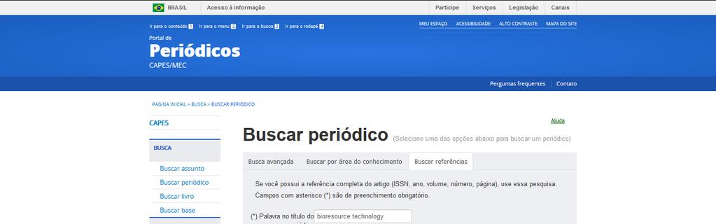 A opção Buscar referências