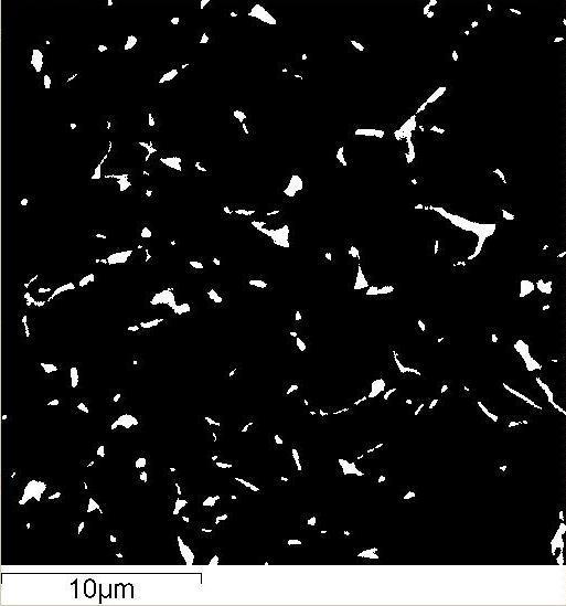 Para o caso das imagens obtidas por MEV, para contabilizar a presença do microconstituinte A-M que aparece em relevo na matriz ferrítica, branco brilhante comparado à cor escura da matriz.