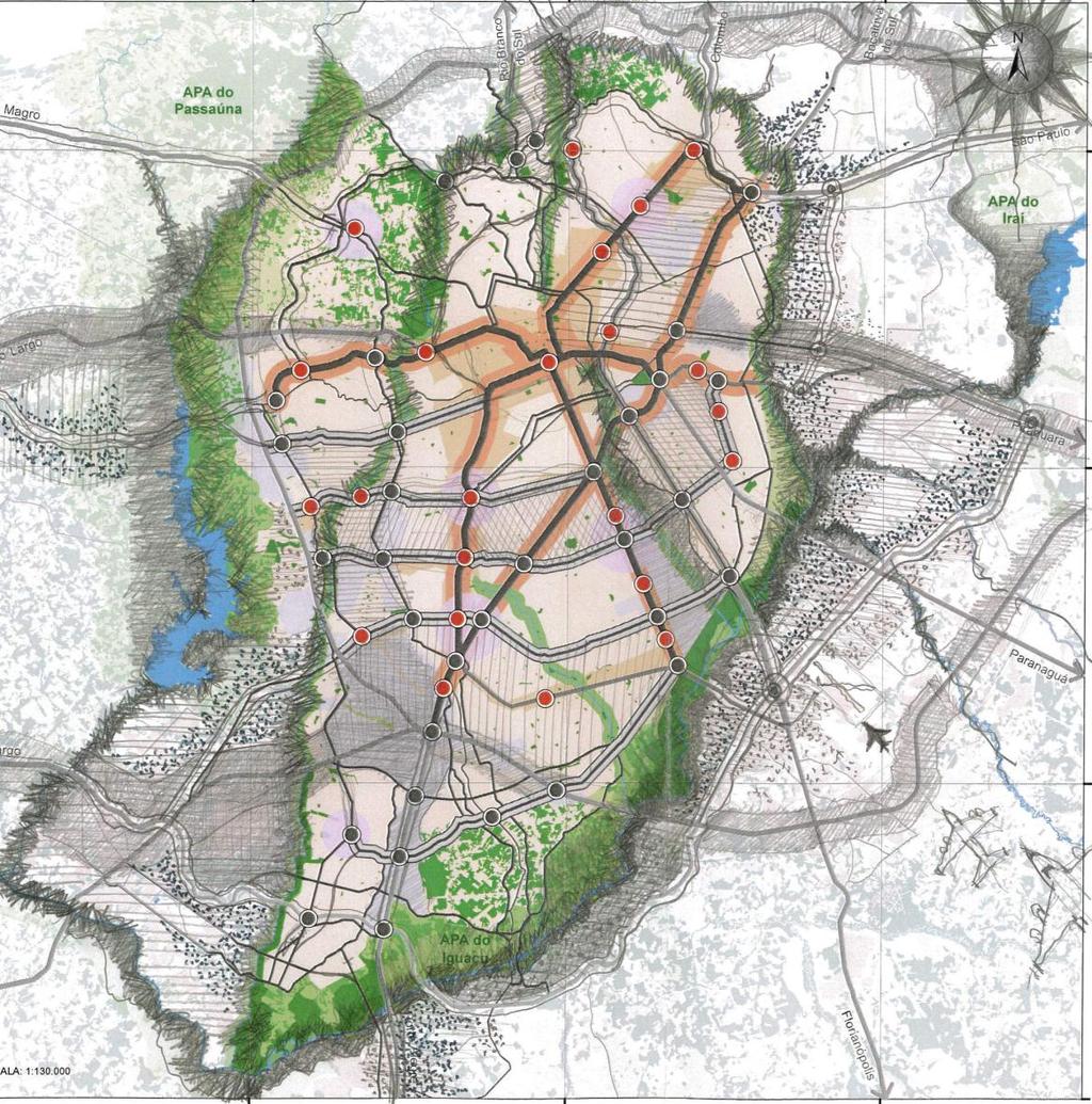 A evolução do sistema de eixos para a configuração de Rede Estrutural Norte Sul Estrutural Leste Oeste Eixo Boqueirão Linha Verde Conectoras Via Metropolitana Eixo Santa Felicidade Interbairros