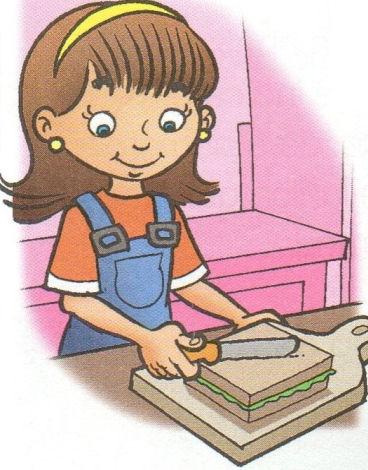 Alice fez um sanduíche e dividiu-o em quatro partes iguais.