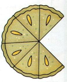 Arhtur dividiu uma pizza em oito pedaços iguais e comeu dois.