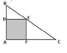 7. Na figura, o triângulo ABC é retângulo em A, ADEF é um quadrado, Quanto mede o lado do quadrado? (Gabarito: 1,5 cm) 8. O soldado Ryan reside no 13 andar de um prédio de 15 andares.