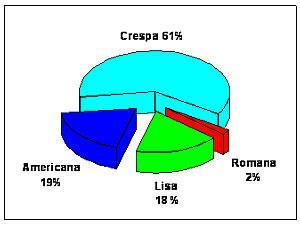 Percentual dos grupos de alface em função da quantidade de engradados