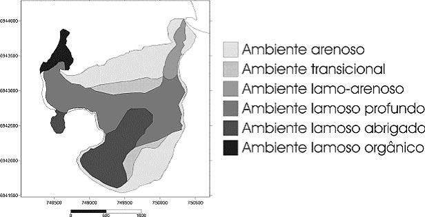 Braz. J. Aquat. Sci. Technol., 2005, 9(2):49-56. Figura 10 - Setorização do substrato do subsistema sul da Lagoa da Conceição.