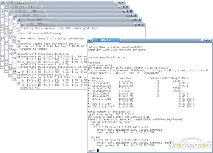 NETKIT O Netkit é um software livre, sobre uma licença BSD Criar e testar