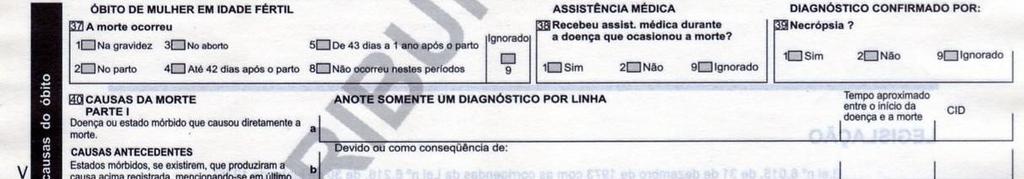 Declaração de Óbito Bloco 5: Condições e Causas de