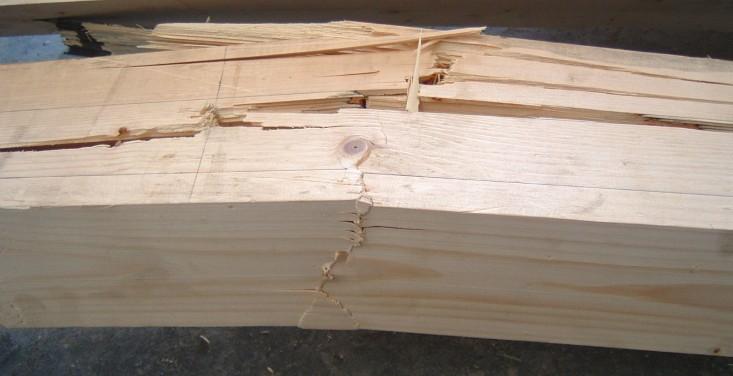 Em termos de ductilidade, a rotura apresentou-se frágil, como seria de esperar para vigas de madeira, sendo