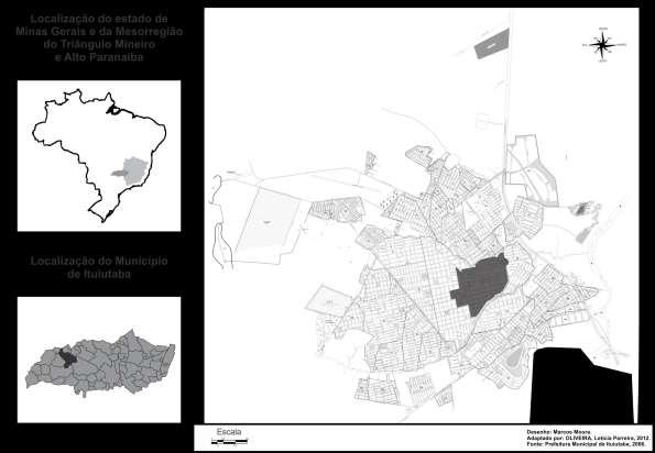 Mapa 01: Ituiutaba (MG): localização da área de estudo (2012). Nesta pesquisa, a qualidade ambiental urbana será entendida conforme propõe Vargas (1999, p.