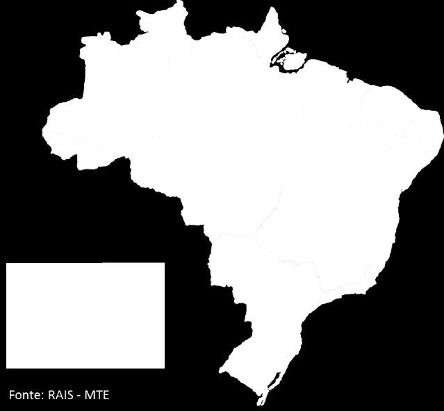 Figura 1: Distribuição dos Estabelecimentos de Grande Porte (500 ou mais empregados formais) pelos Estados Brasileiros em 2015 A seguir, ainda segundo os dados da RAIS-MTE, verificamos a distribuição