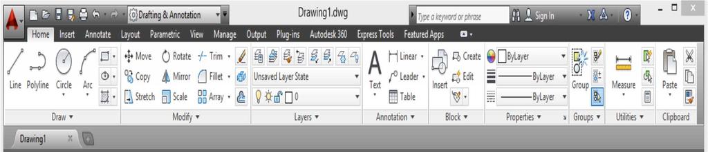1. Interface do AutoCad 2014 A interface utilizada para o desenvolvimento dos projetos em 2D será a 2D