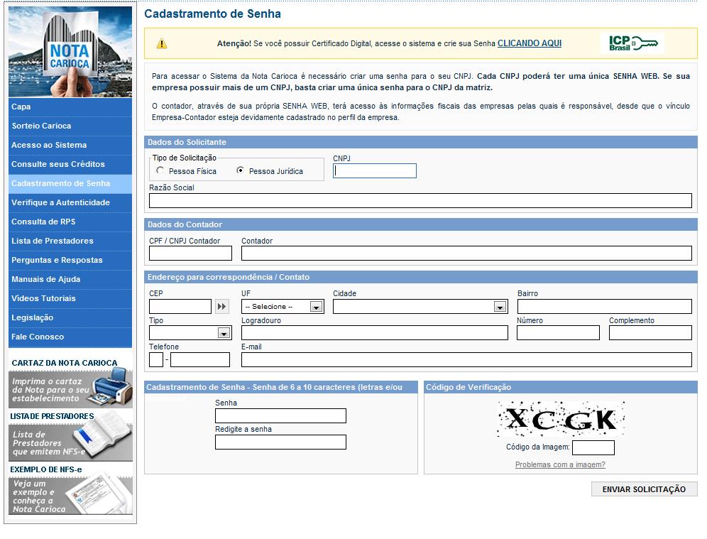 Página 10 de 113 Preencha os dados solicitados no formulário e clique no botão Enviar Solicitação.