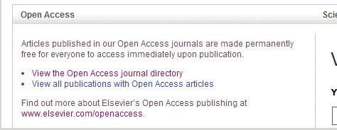 Acesso aberto Lista de periódicos com acesso aberto Você pode navegar até nossa lista de periódicos com acesso aberto desde a página inicial do ScienceDirect ao clicar no link Open Access Journal