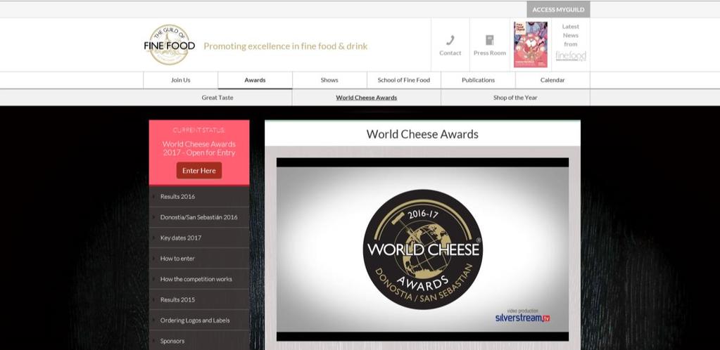 WORLD CHEESE AWARDS 2017 INSTRUÇÕES ONLINE PARA AS SUAS INSCRIÇÕES Vá para www.gff.co.