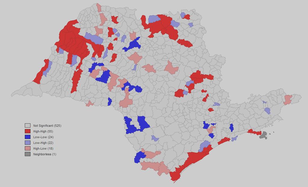 estado. Há uma ocorrêcia maior em determiadas regiões do estado.