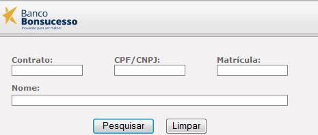 2º passo) Inserir os dados para a pesquisa, podendo utilizar número do contrato (que é gerado