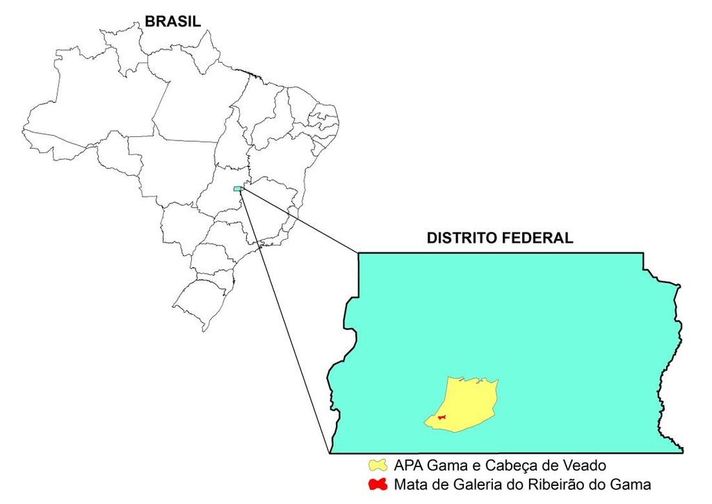 Figura 1: Localização da Mata de Galeria do Ribeirão do Gama, Brasília/DF.