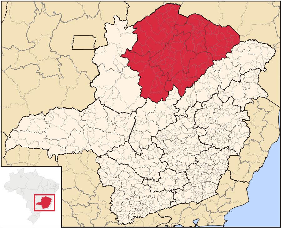 Figura 1 Localização geográfica do Norte de Minas Gerais. Fonte: Abreu, RL. Figura 2 Estrutura pré-hospitalar e hospitalar na Região Ampliada Norte de Minas Gerais.