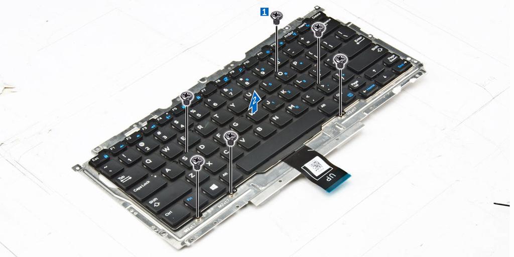 Instalar o teclado 1. Alinhe o teclado com os suportes do parafuso no computador. 2. Aperte os parafusos para fixar o teclado ao computador. 3. Aperte o parafuso que fixa o teclado à placa de sistema.