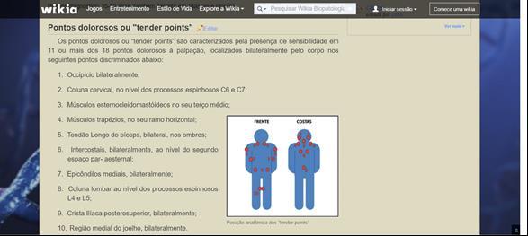 Figura 2 Captura de tela do material de estudo de Fibromialgia. (Fonte: pt-br.biopatologia.wikia.