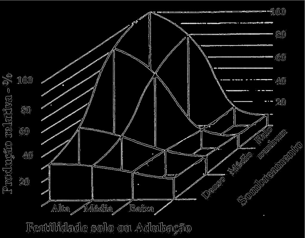 cultiva com ± 50% da radiação luminosa razão da