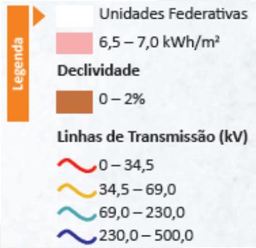 com dados de suporte: Topografia, infraestrutura, temperatura, áreas de