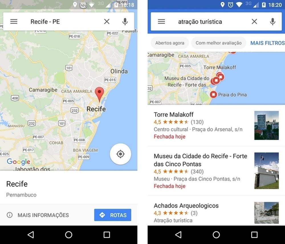 9. Encontre atrações turísticas É possível conhecer os pontos turísticos de uma cidade usando o Google Maps. Para isso, abra o aplicativo e pesquise o nome da cidade no campo de buscas.