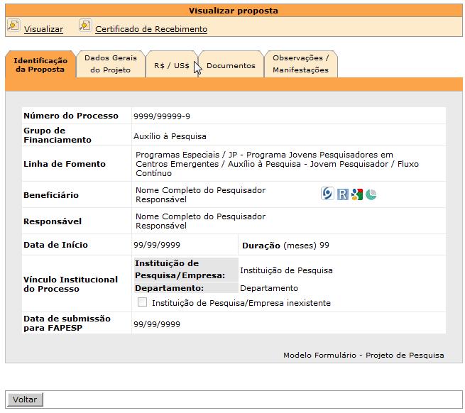 Caso os campos Link para página MyResearcherID (ISI) ( ) ou Link para página MyCitations (Google Scholar) ( ) tenham sido preenchidos, seus respectivos ícones serão exibidos ao lado do ícone do