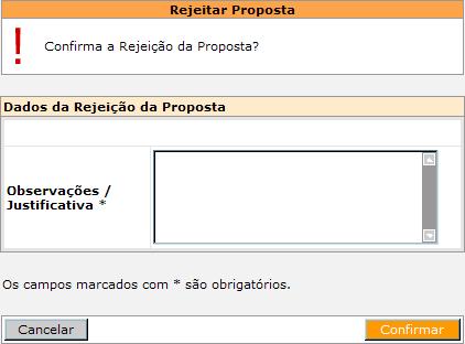 Neste momento, a pessoa responsável por aprovar a proposta (no caso, Pesquisador Responsável) deve clicar em ou.