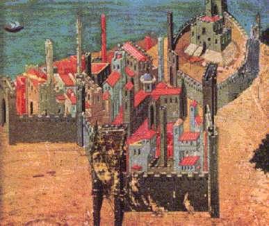 Veduta di città sul mare (1346) Ambrogio Lorenzetti (1290-1348) Com o fim do poderio romano,