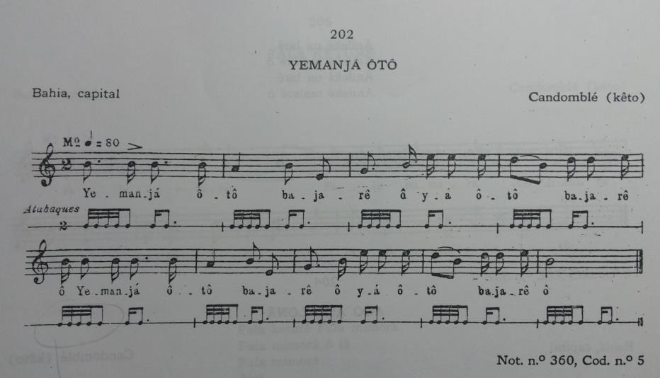 115 Figura 4.2.7.a - Melodia nº 202 Yemanjá Ôtô. Fonte: (ALVARENGA, 1946, p. 181).