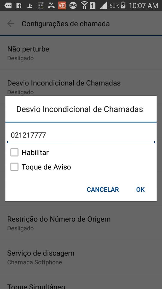 ESVIO INONIIONL E HMS Quando habilitado, todas as chamadas direcionadas para o seu ramal serão desviadas automaticamente para outro número que você definir.