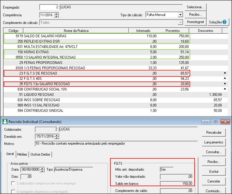 Guia GRFC Campos: 26- Mês de rescisão, demonstra os valores da competência da rescisão que possui base de FGTS Soma das rubricas 9179-