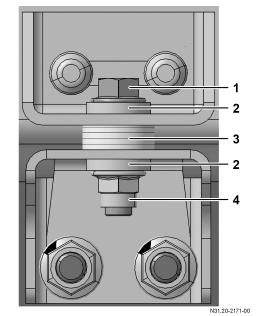 Para evtar uma deformação do quadro auxlar e, consecutvamente, o afrouxamento e soltura dos grampos, colocar calços entre as abas nternas do perfl do quadro auxlar.