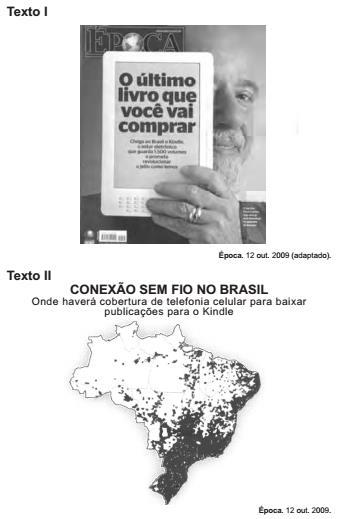3. (Questão 108) A capa da revista Época de 12 de outubro de 2009 traz um anúncio sobre o lançamento do livro digital no Brasil.