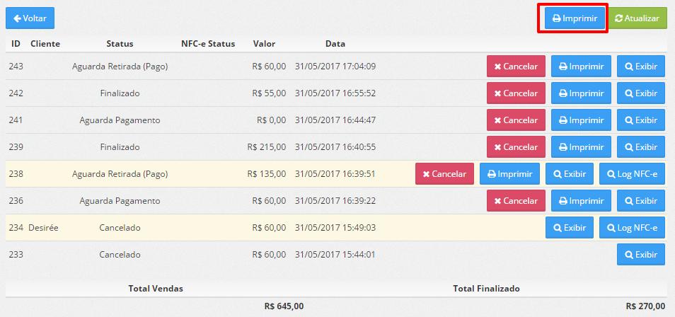 Vendas traz a informação de todas as vendas daquele PDV por forma de