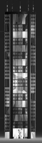 Dock Tower (em estudo) - 36 pisos (18 m), planta circular - Lajes e paredes resistentes em painéis celulares