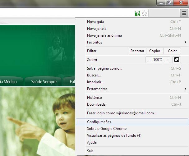 Google Chrome Para fazer esta configuração, primeiro acesse o Google Chrome ( ) e abra a página da Unimed Ji-Paraná (www.unimedjpr.com.