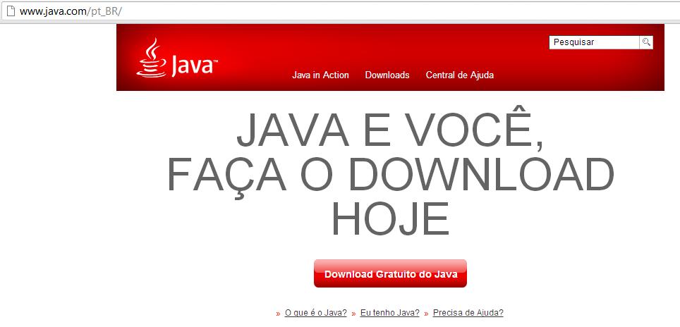 Para instalar o Java em seu computador as instruções: Entre