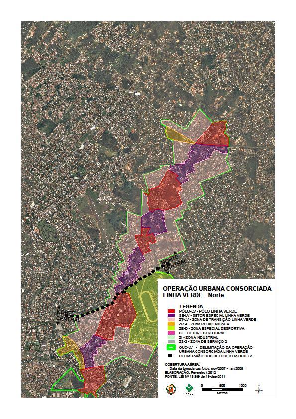 Delimitação do Setor Norte da OUC-LV SETOR CENTRAL Com 6,3 milhões de m², perfazendo 30% da área de terreno da OUC-LV, o Setor Central também é formado por partes de diversas zonas de uso, como