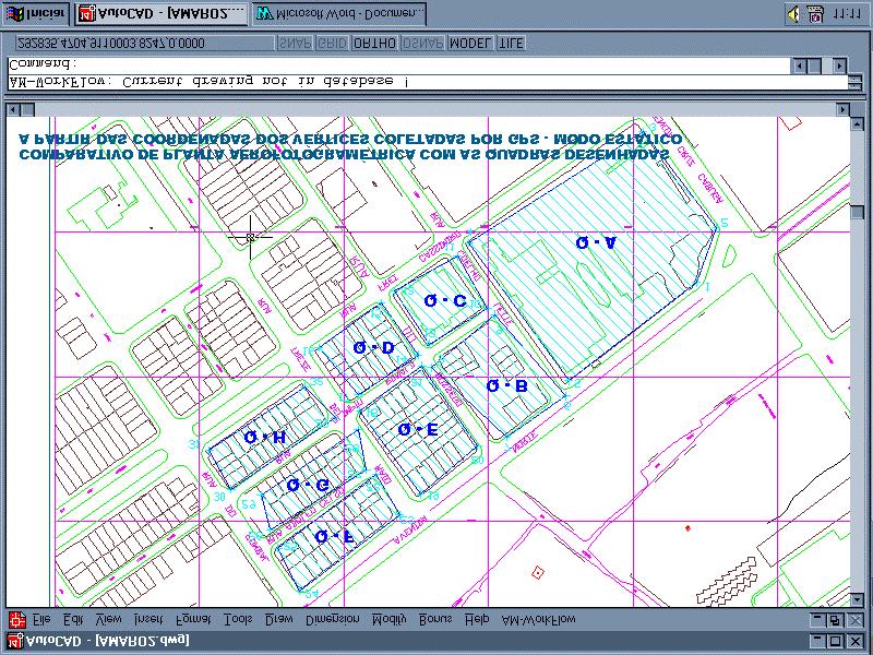 Comparação entre desenhos de quadras obtidas por Aerofotogrametria e por GPS.
