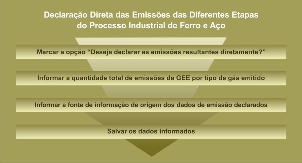 do processo industrial de ferro e aço o participante deve: marcar a opção Deseja declarar as emissões resultantes diretamente?