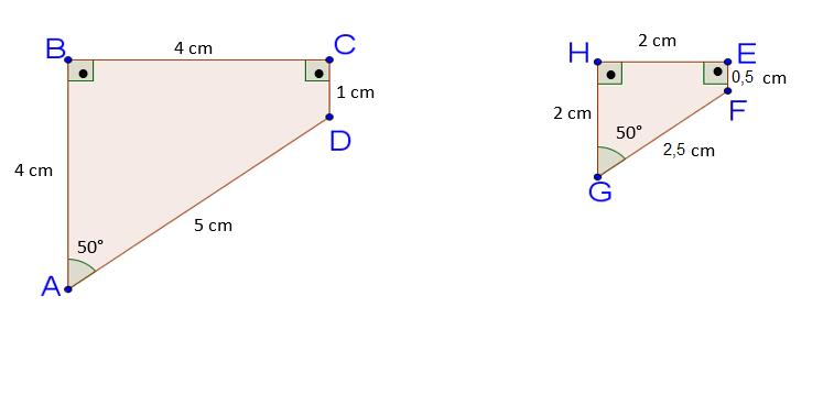 Entre essas medidas observa-se que a razão entre seus comprimentos é igual a razão entre suas alturas.