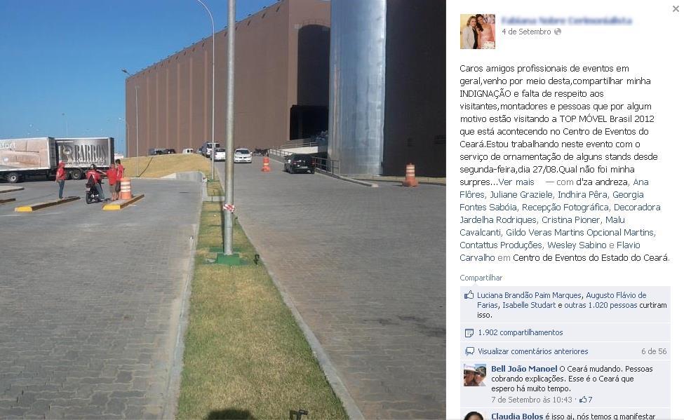 Facebook do Governo do Ceará Exemplo do Centro de Eventos Resultados: Mais de 1200 compartilhamentos em menos de 4 horas Centenas de comentários Mais de mil curtidas