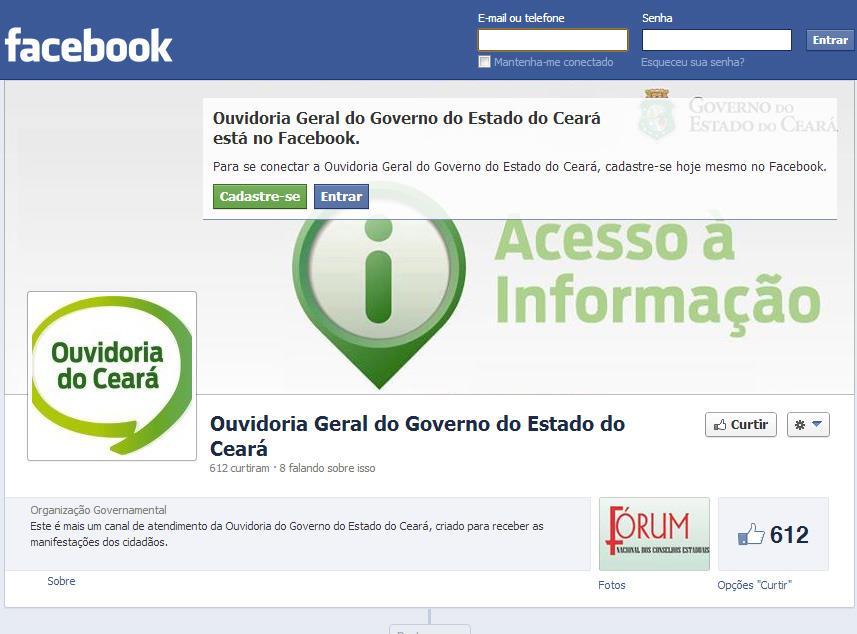 Facebook da Ouvidoria www.